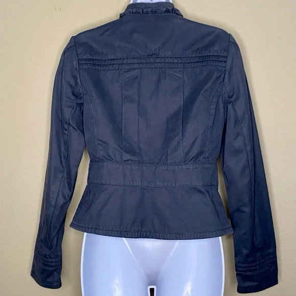 BANANA REPUBLIC Blue-Gray Structured Ruffle Jacket - Sz 4 - Picture 7 of 9
